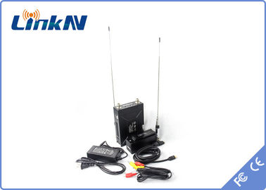 Manpack เครื่องส่งสัญญาณวิดีโอตำรวจ COFDM QPSK HDMI และ CVBS H.264 ความล่าช้าต่ำ AES256 การเข้ารหัสแบนด์วิดท์ 2-8MHz