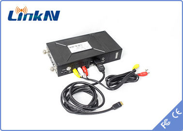 ยุทธวิธี Manpack เครื่องส่งสัญญาณวิดีโอ COFDM Modulation H.264 แบตเตอรี่ Powered HDMI &amp; CVBS AES256 การเข้ารหัสอินเตอร์คอมแบบสองทาง