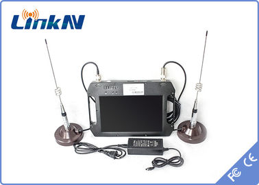 ตัวรับสัญญาณ COFDM ทางยุทธวิธี HDMI CVBS พร้อมแบตเตอรี่และจอแสดงผลสีความไวแสงสูงเสาอากาศคู่ AES256 DC 12V