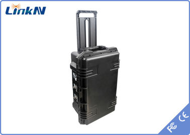 COFDM กระเป๋าเดินทาง เครื่องรับวิดีโอ 4 ช่อง IP65 พร้อมแบตเตอรี่และจอ AES256 H.264 DC 12V