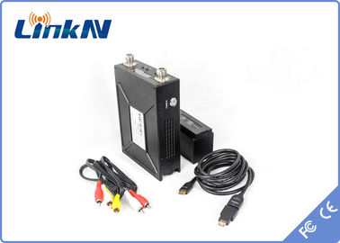 LKAV1506 ระยะยาว แบตเตอรี่ขับเคลื่อนเครื่องส่งวิดีโอตํารวจ COFDM HDMI &amp; CVBS H.264 ความช้าต่ํา AES256