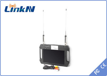 เครื่องรับวิดีโอ COFDM มือถือ แบตเตอรี่ FHD พร้อมจอ แอนเทนน่าคู่ AES256 DC 12V