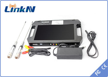 เครื่องรับสัญญาณวิดีโอยุทธวิธีแบบใช้มือถือ COFDM QPSK AES256 การเข้ารหัส FHD CVBS H.264 พร้อมจอแสดงผลแบตเตอรี่