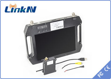 ตำรวจทหารยุทธวิธีเครื่องรับสัญญาณวิดีโอ COFDM QPSK AES256 การเข้ารหัส FHD CVBS H.264 พร้อมจอแสดงผลแบตเตอรี่
