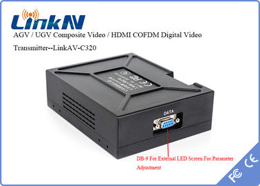 UGV COFDM เครื่องส่งสัญญาณวิดีโอ 2W กำลังขับ HDMI CVBS Latency ต่ำ AES256 การเข้ารหัส 3-32Mbps