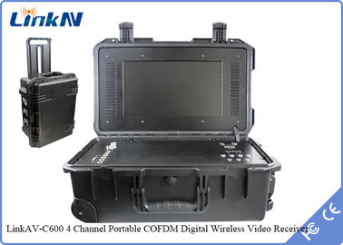 ตำรวจทหารยุทธวิธี COFDM Video Receiver พร้อมแบตเตอรี่และจอแสดงผล AES256 การเข้ารหัสความไวแสงสูง 106dBm @ 2MHz