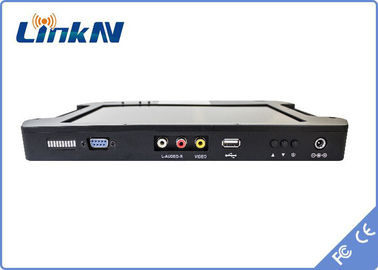 เครื่องรับสัญญาณวิดีโอยุทธวิธีแบบใช้มือถือ COFDM QPSK AES256 การเข้ารหัส FHD CVBS H.264 พร้อมจอแสดงผลแบตเตอรี่